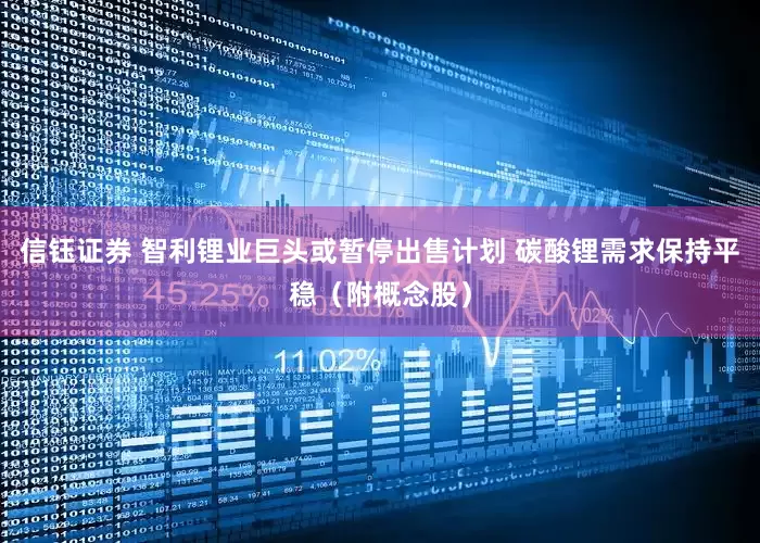信钰证券 智利锂业巨头或暂停出售计划 碳酸锂需求保持平稳（附概念股）